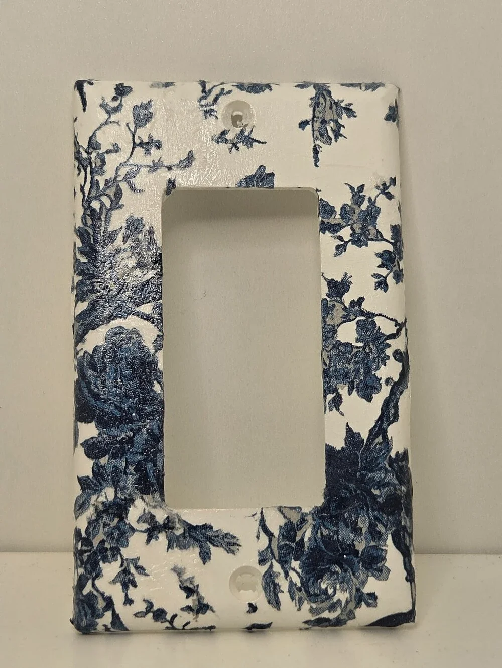 Blue Toile Decorative Light Switch Plate and Outlet Cover Set - Home Wall Decor